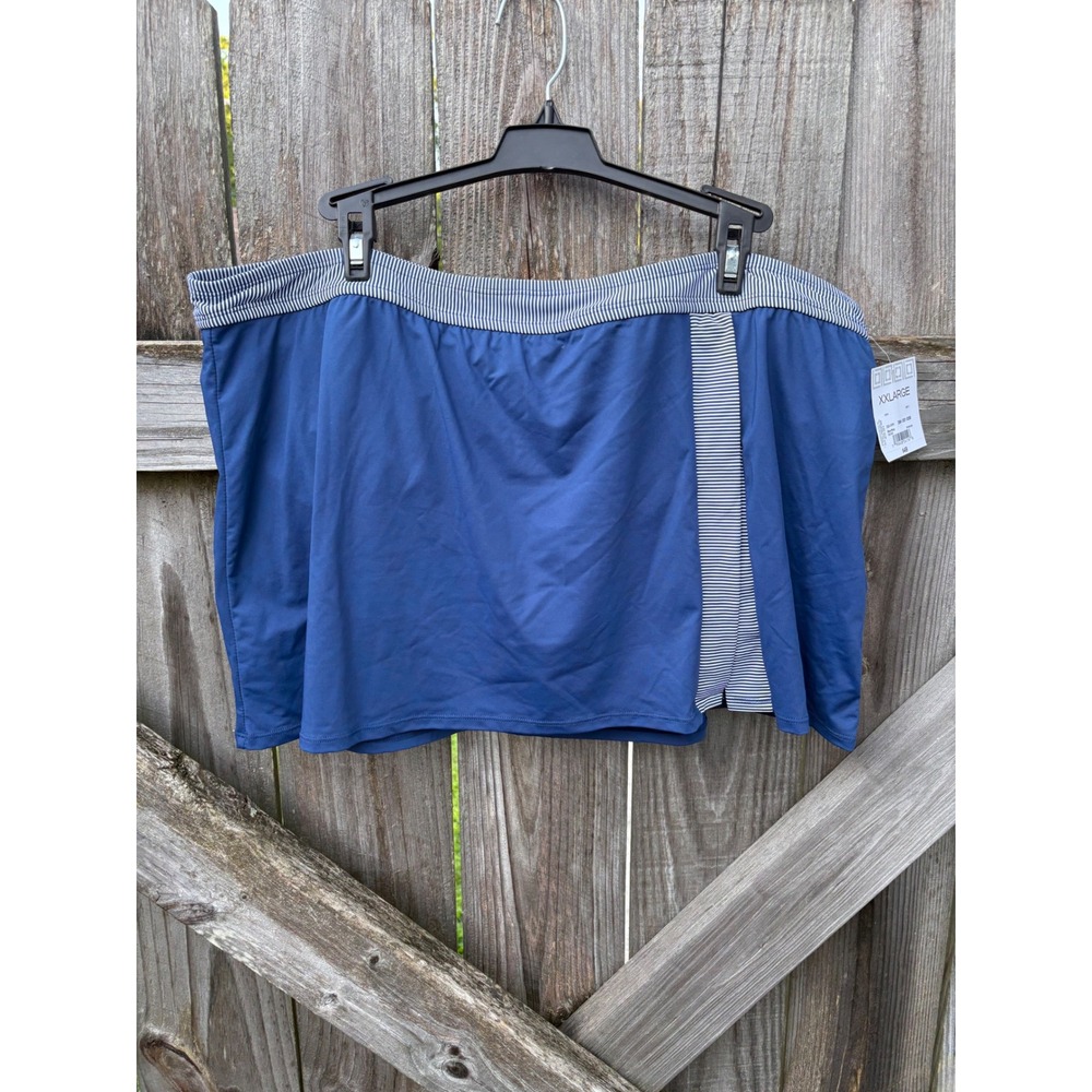 JCPenney Blue Striped Trim Swim Skirt Skort XXL NWT 18LC324